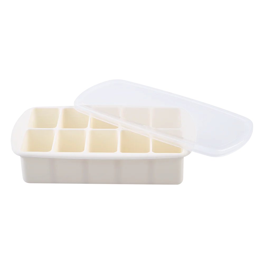 Melii Luxe Silicone 10 Compartment Food Tray W /Lid - Ivory