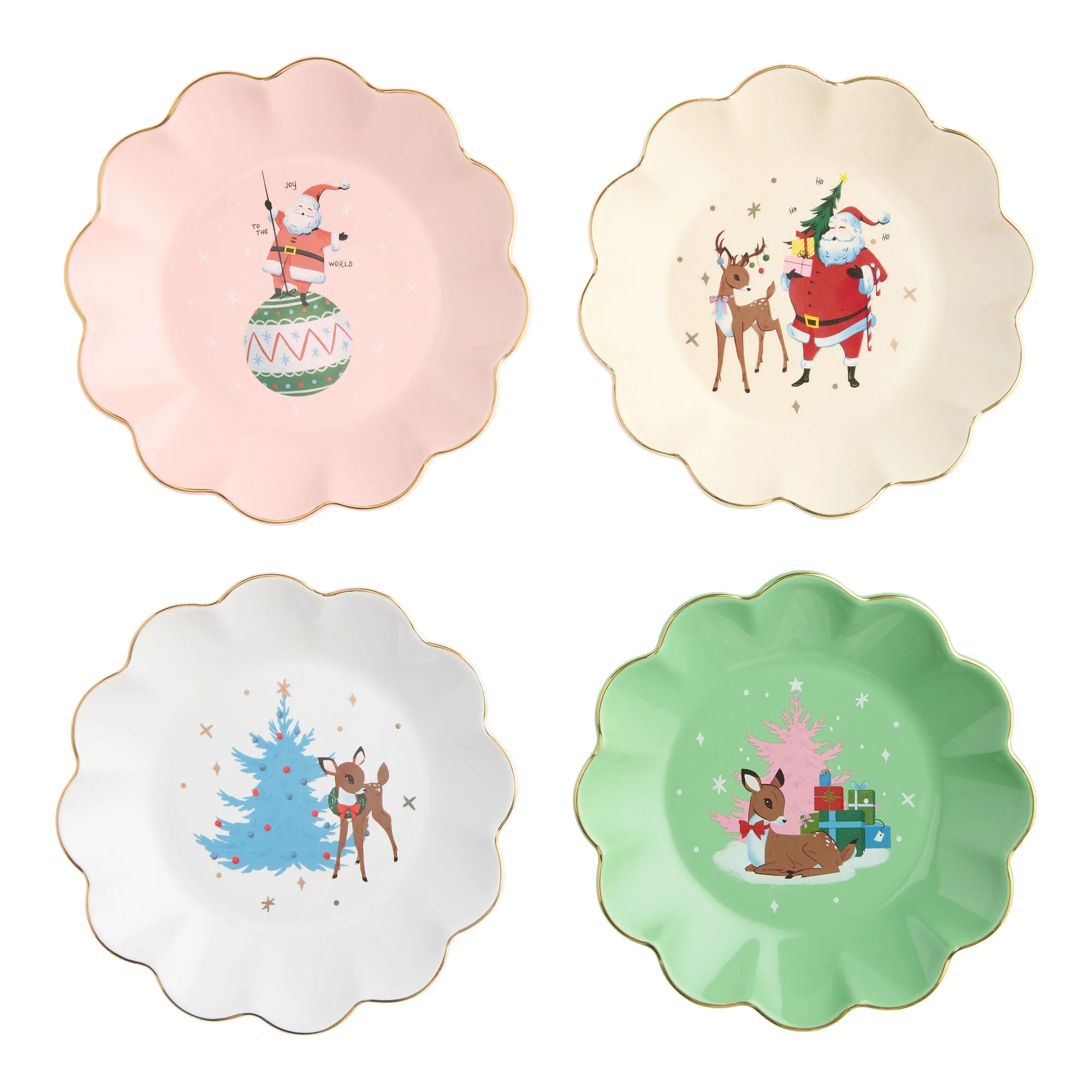Merry Kitschmas Scalloped Appetizer Plate Set of 4
