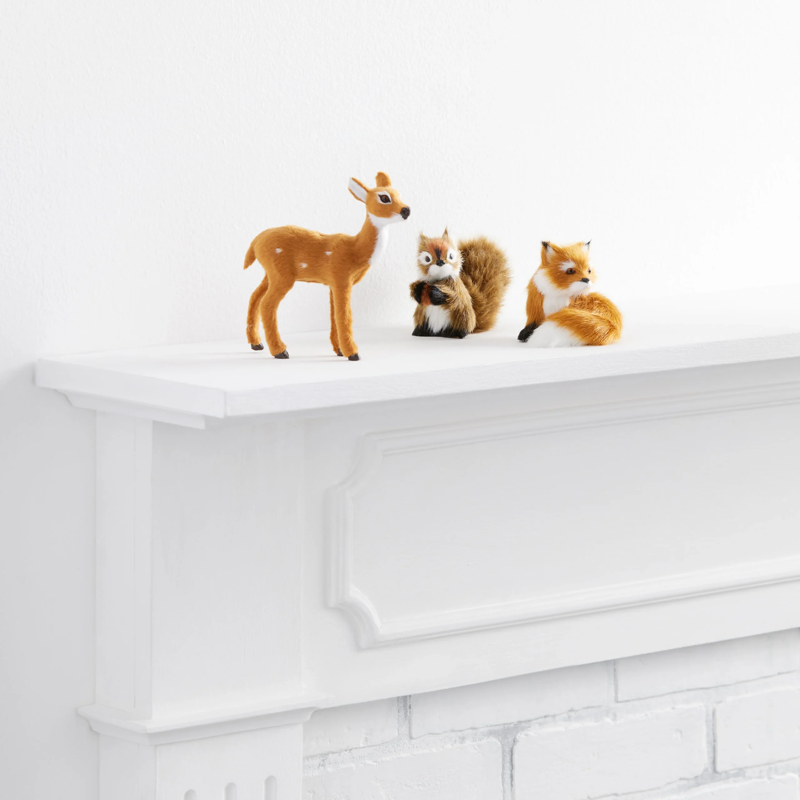 Mini Faux Fur Woodland Animal Decor Set of 3
