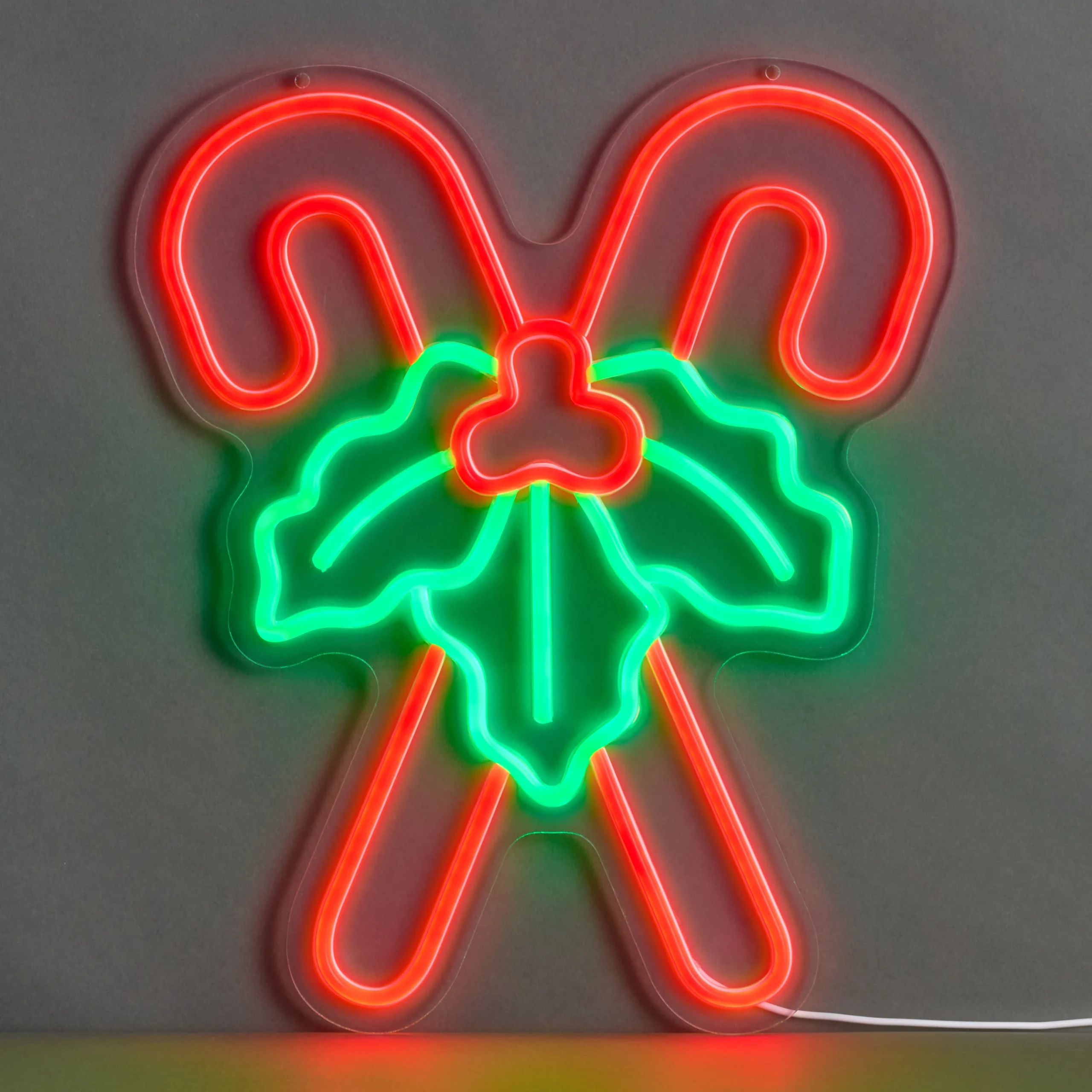 Neon Red and Green Candy Cane LED Electric Sign Wall Decor