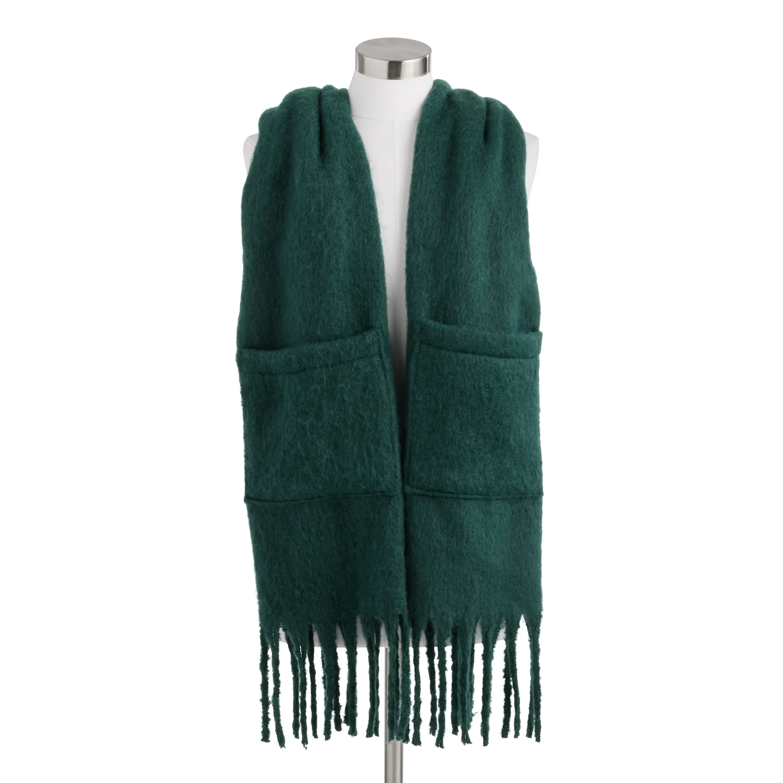 Pine Green Blanket Scarf with Pockets