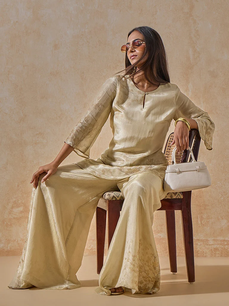 Printed Gold Kurta Set