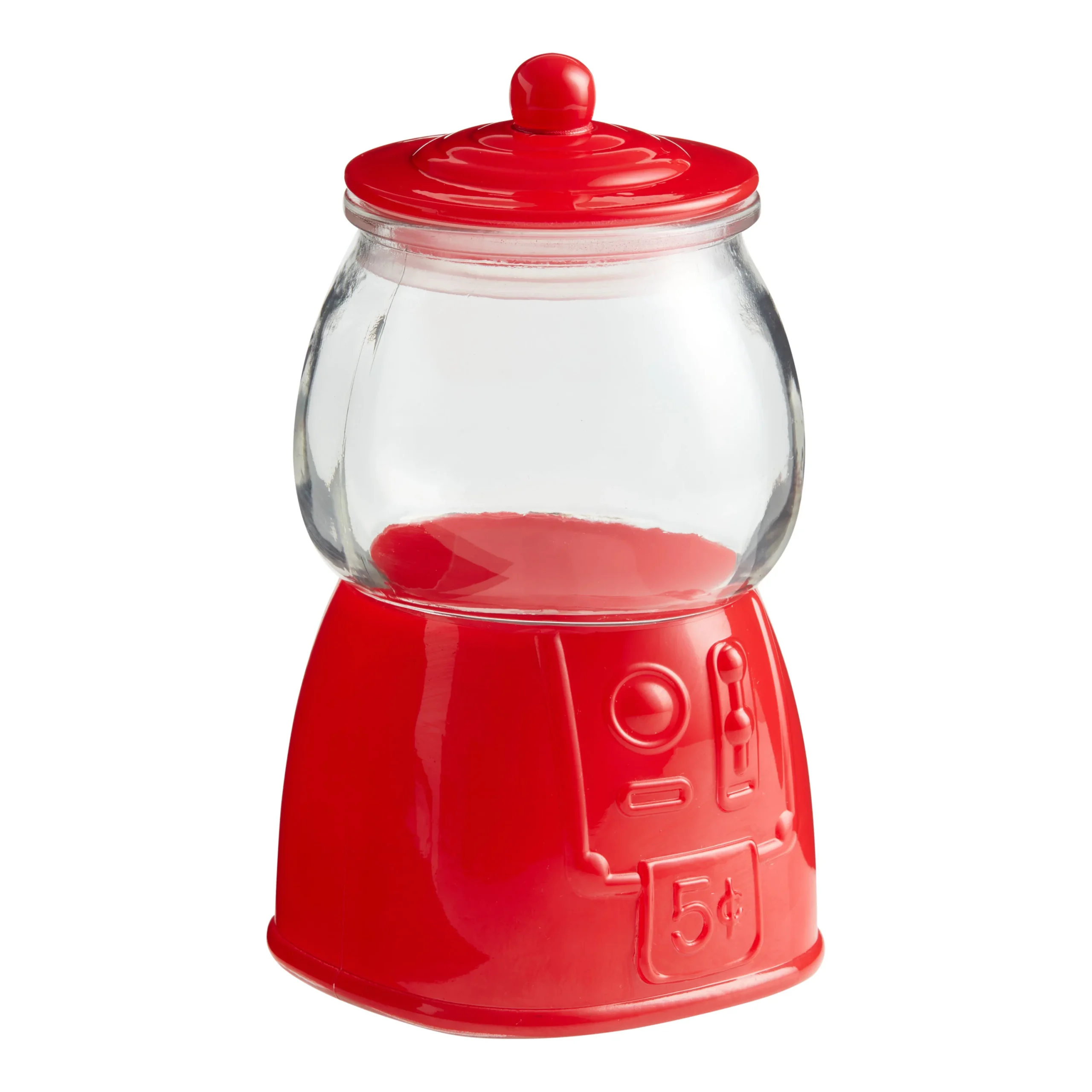 Red Glass Retro Gumball Machine Treat Canister