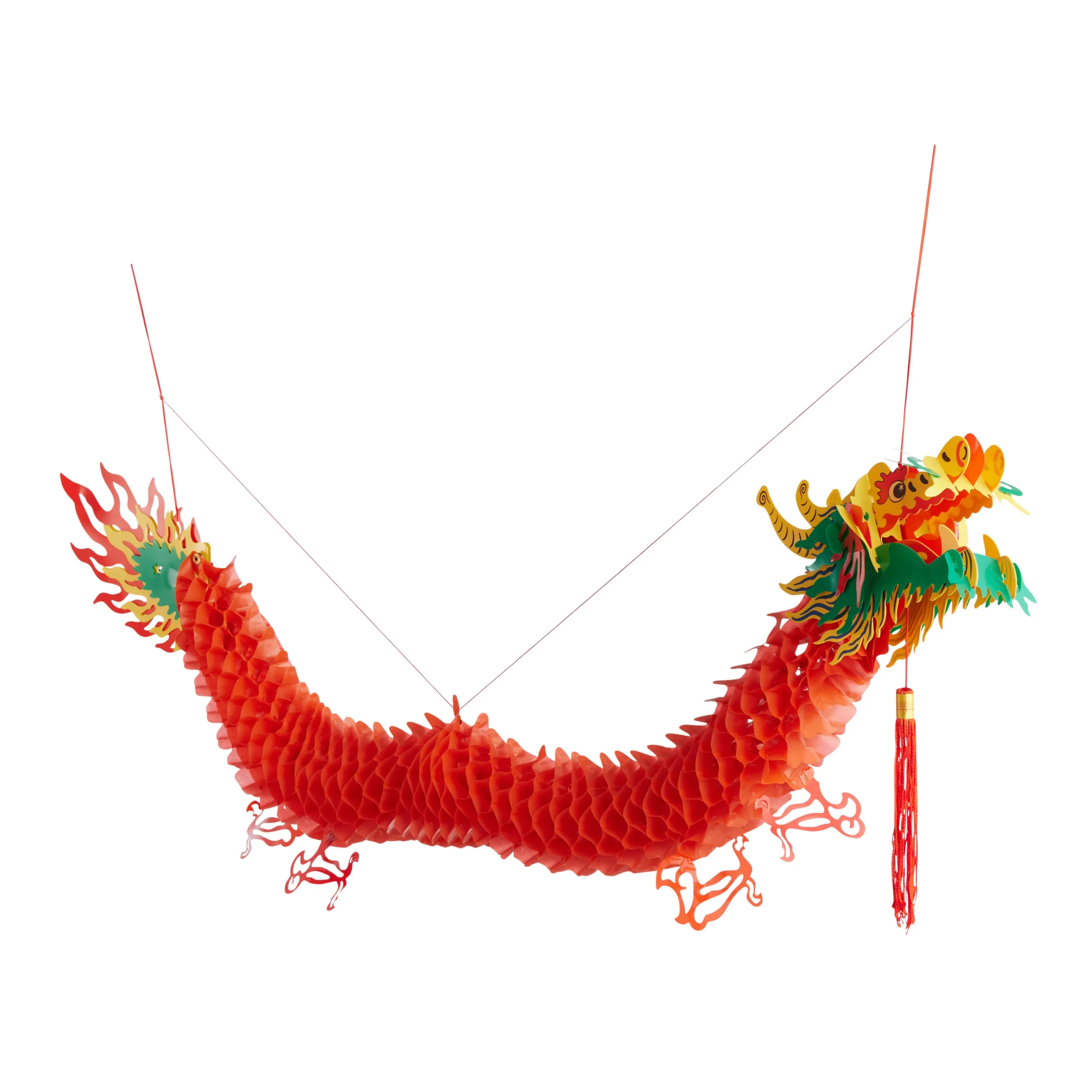 Red Lunar New Year Honeycomb Paper Dragon Hanging Decor
