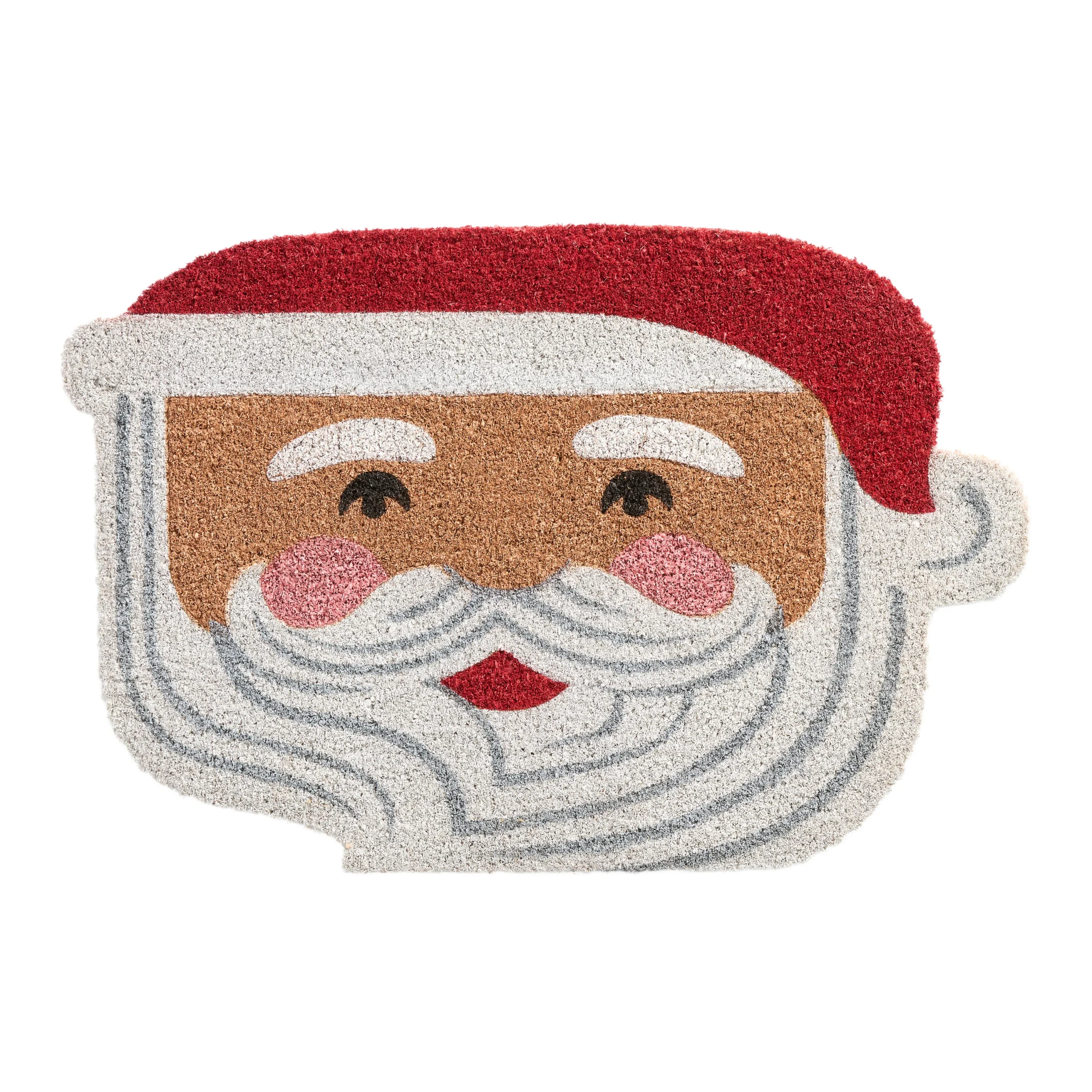 Red and White Santa Claus Face Coir Doormat