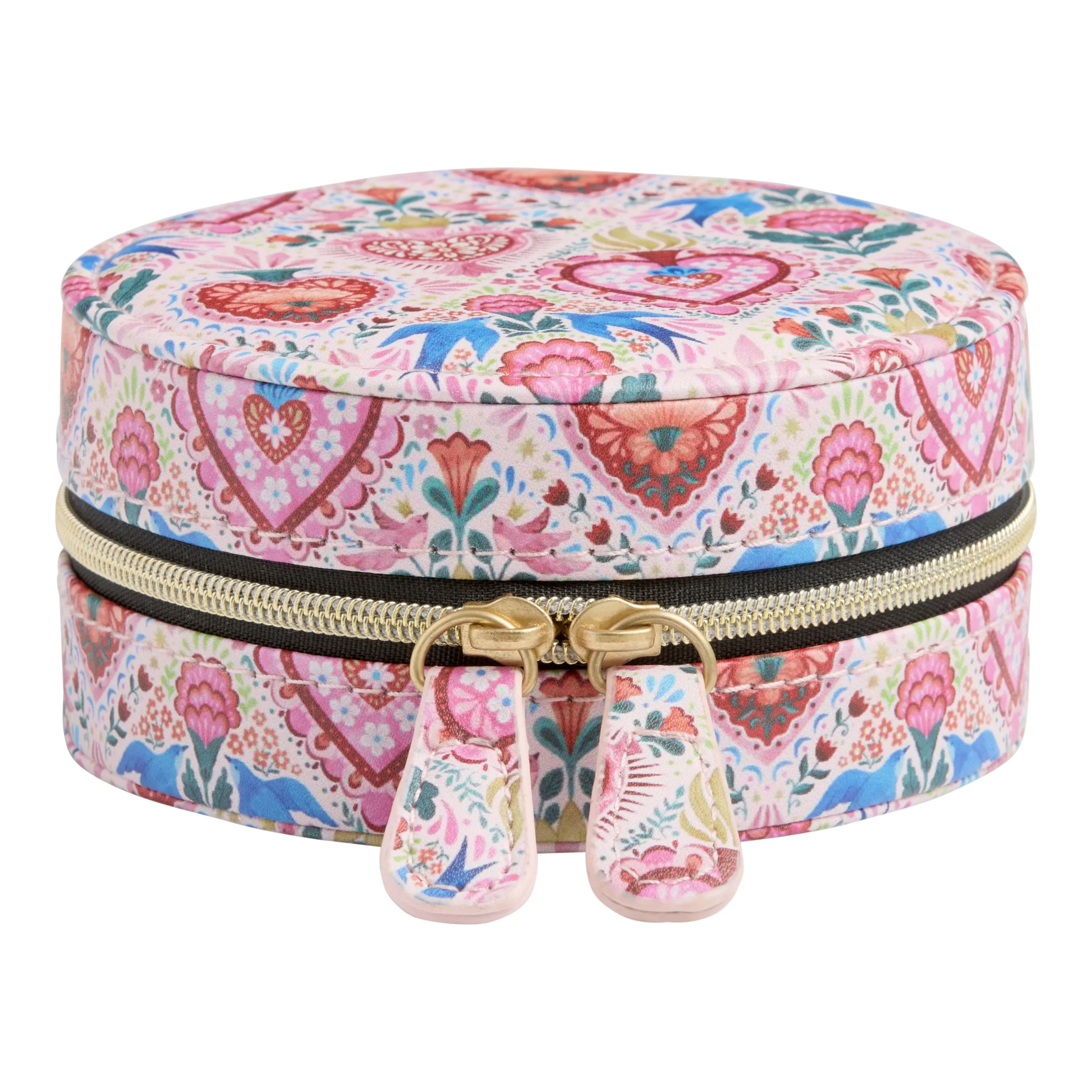 Round Multicolor Faux Leather Milagro Travel Jewelry Box