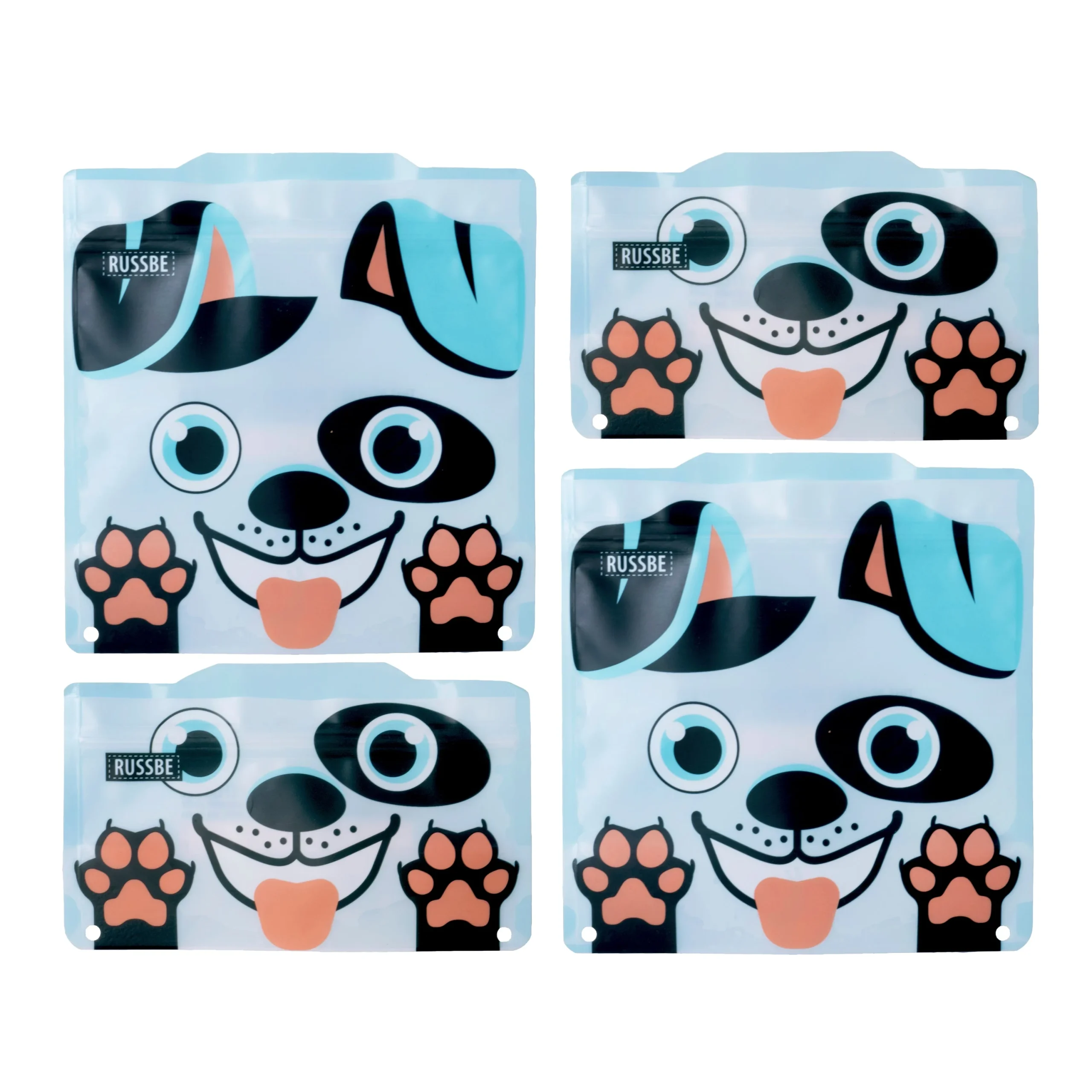 Russbe Reusable Snack & Sandwich Bag Set – 4 Piece – Dog