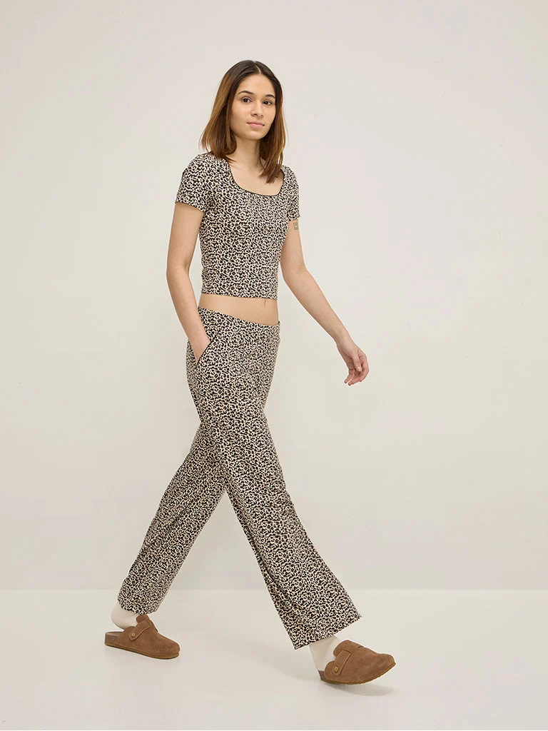 Superstar Black Animal Printed High-Rise Cotton-Blend Pants