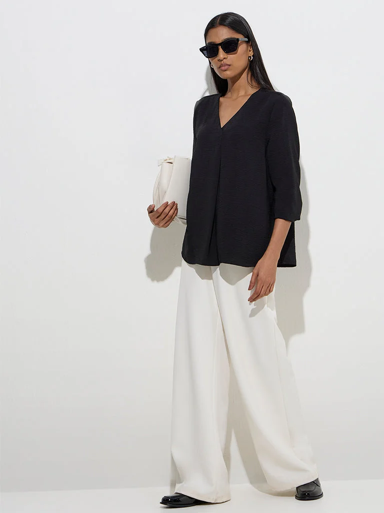 Wardrobe Black Crinkle-Textured Top