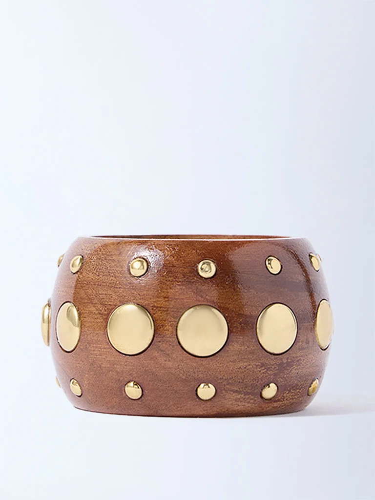 Westside Accessories Brown Stud Design Wooden Bangle