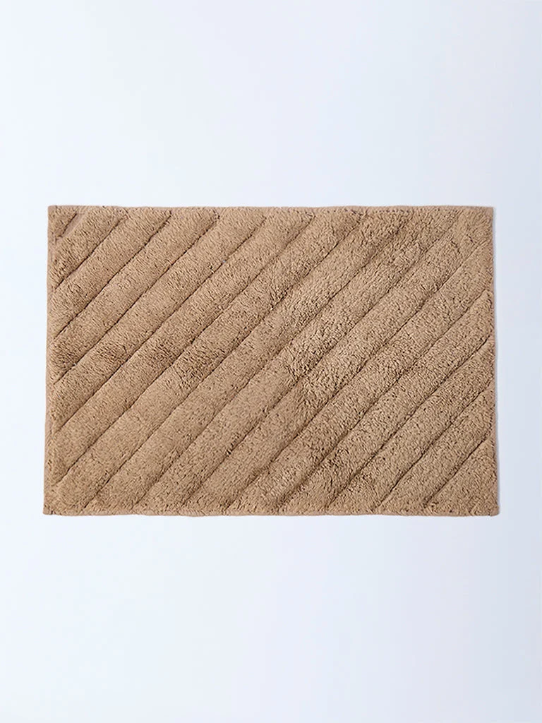 Westside Home Brown Stripe Printed Bathmat