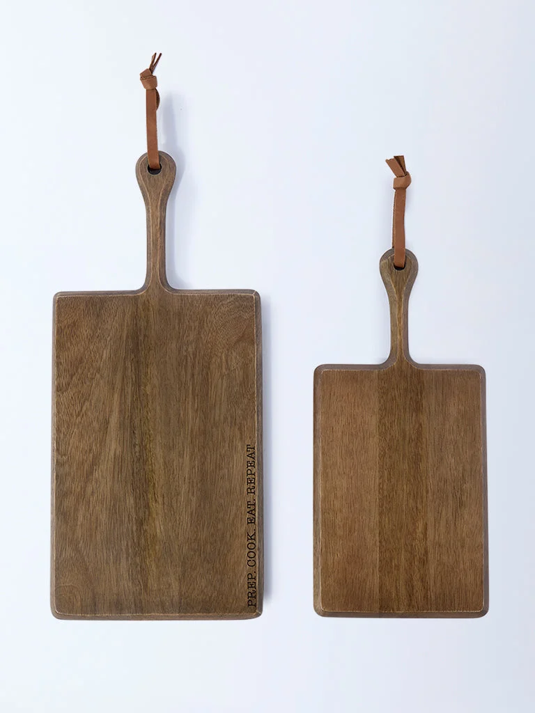 Westside Home Brown Text Design Wooden Choppers (Set of 2)