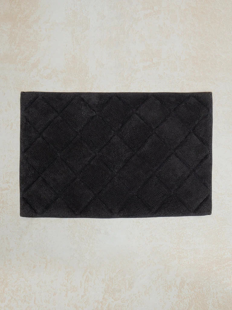 Westside Home Charcoal Diamond Design Non-Slip Bath Mat