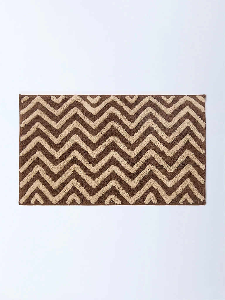 Westside Home Dark Brown Chevron Pattern Bath Mat
