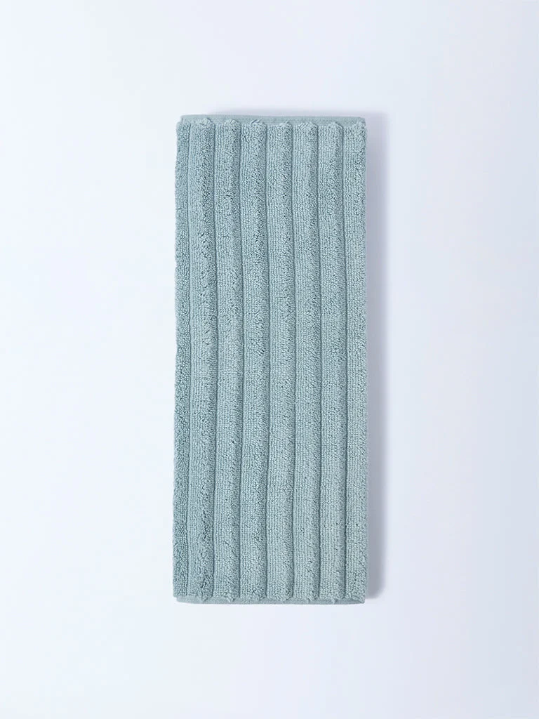 Westside Home Dusty Blue Self-Striped Hand Towel