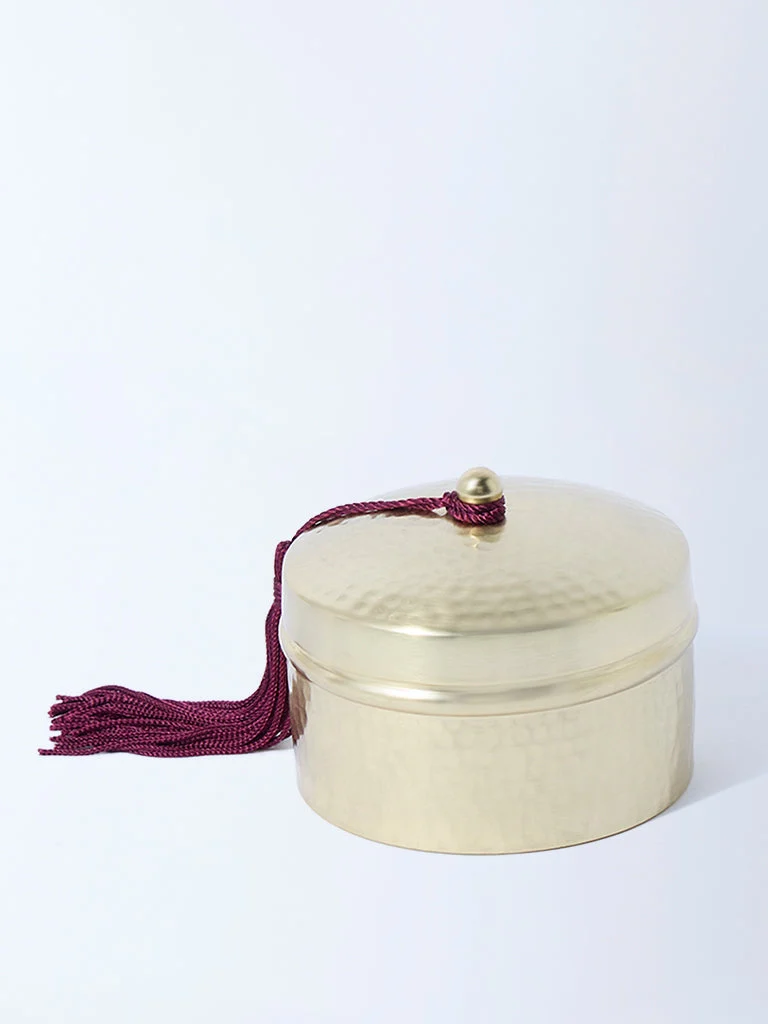 Westside Home Gold Hammered Tin Candle - Festive Season Gift