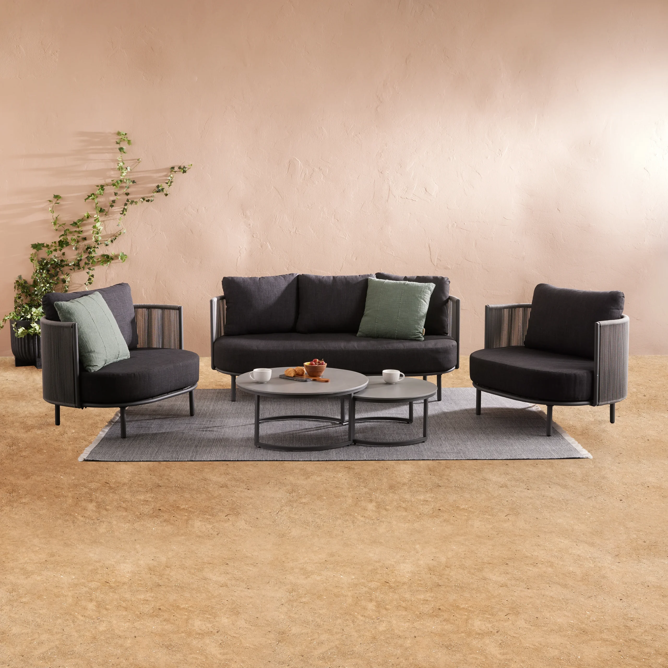 Zanotti Gray and Charcoal 4 Piece Outdoor Furniture Set